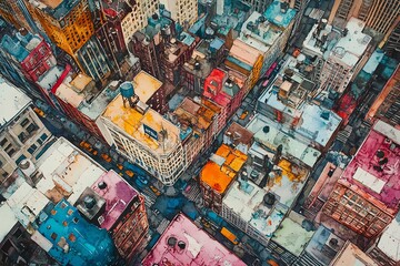 Fototapeta premium A birds-eye view of a vibrant cityscape