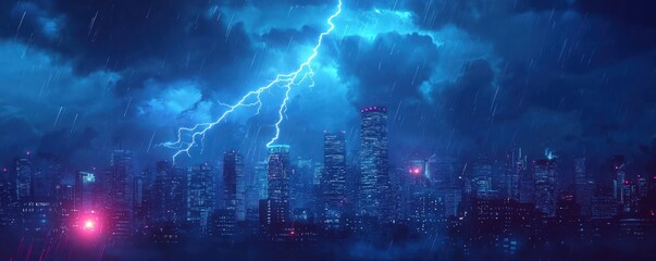 Cityscape Thunderstorm Night