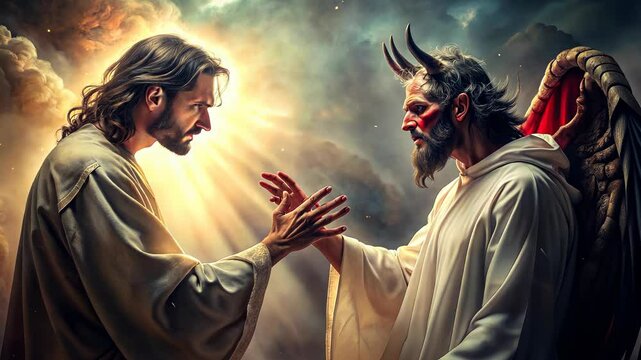 Jesus vs devil. Good versus evil. Light against darkness