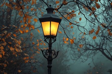 Streetlights in the fall