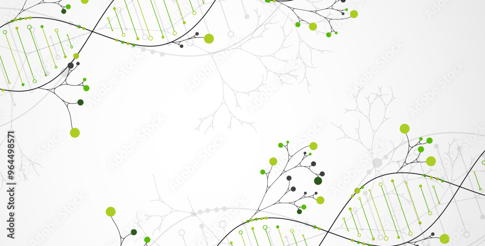 Aufkleber scientific medical background with abstract image of dna molecule and tree branches. hand drawn vect