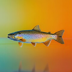 trout isolated on colorful background