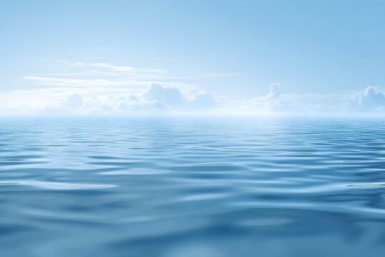 Ruhige und klare Wasseroberfl&auml;che unter blauem Himmel &ndash; Friedliche Meereslandschaft