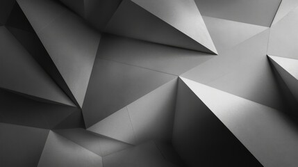 Fototapeta premium Angular, dark, geometric shapes intersect to form a striking and ultra-modern abstract design with a sleek metallic surface.