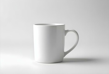 3d model, A white ceramic coffee mug filled with rich, dark coffee, positioned centrally against a smooth, light gray monochrome background., figure, octane render volumetric, highly detailed 