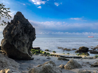 The beautiful view of Karangpandan beach, Nusakambangan island, Cilacap, Central Java, Indonesia.