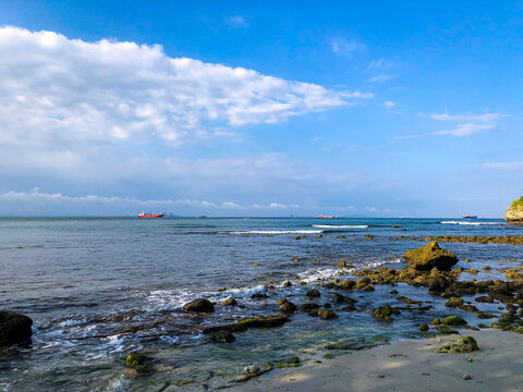 The beautiful view of Karangpandan beach, Nusakambangan island, Cilacap, Central Java, Indonesia.
