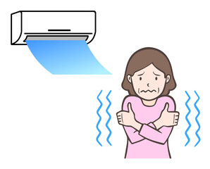 冷房で冷える中年女性