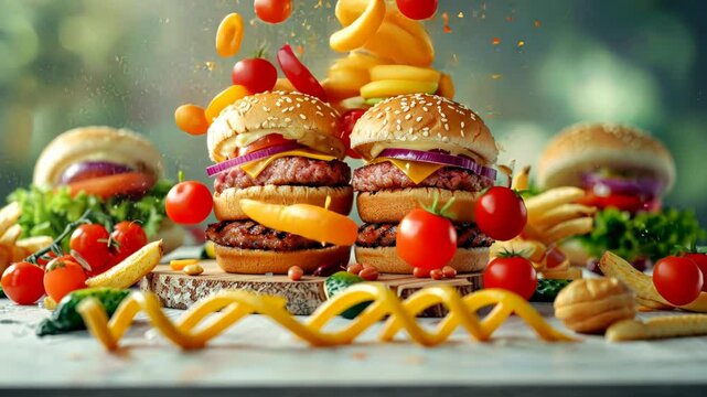 Junk Food Gene or fat mass and obesity associated genetics or FTO as a Fast-food concept with a DNA strand representing genetics and unhealthy eating affecting genes