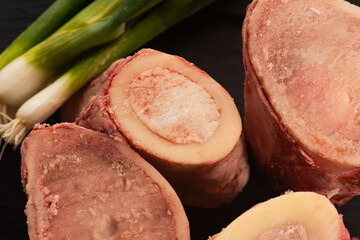 Raw uncooked beef bone marrow