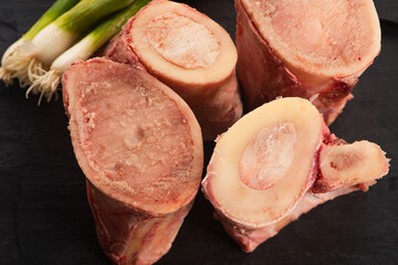 Raw uncooked beef bone marrow