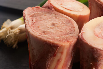 Raw uncooked beef bone marrow