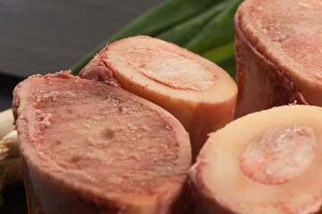 Raw uncooked beef bone marrow