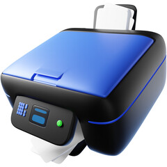 3D Render of a Printer with Paper Output, Common Office Equipment. Clipart for Printing, Office Technology, and Document Management.