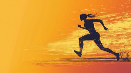 Minimalist Sprinting Workout Illustration with Space for Text