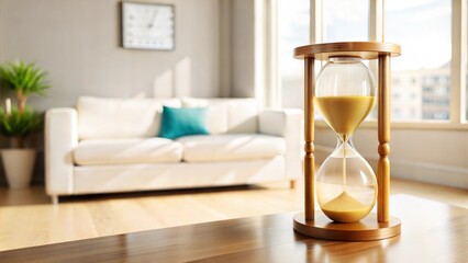 modern living room with hourglass

