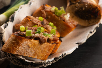 Homemade Roasted Beef Bone Marrow with toast