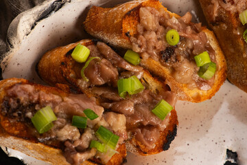Homemade Roasted Beef Bone Marrow with toast