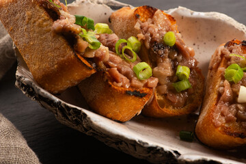 Homemade Roasted Beef Bone Marrow with toast