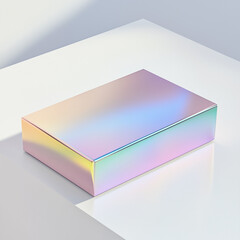 Front side, luxury smooth foil mettalize Rectangle Paper Box mock up standing on white background