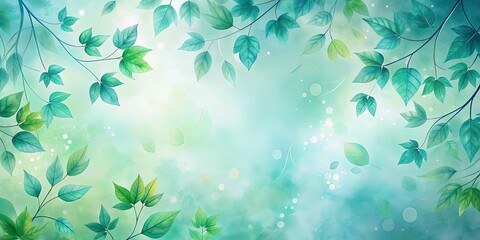 Serene wallpaper featuring green and blue strokes with ghostly leaves