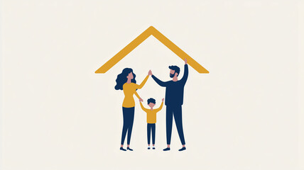 Family insurance concept. Family protected by hands.