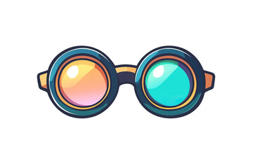 This image features stylish cartoon glasses with round frames and vibrant, colorful lenses. The design is modern and eye-catching. It's a perfect choice for fun and lively fashion illustrations and de