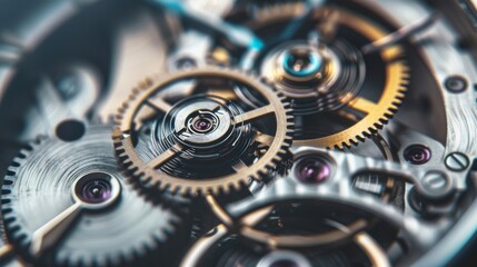 Close-up of intricate watch gears in motion, revealing the precision and complexity of mechanical engineering.