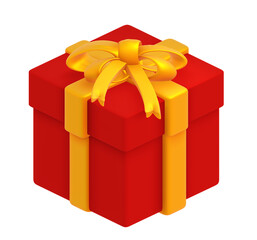 Red gift box on png transparent background.