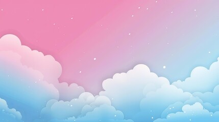 Fototapeta premium A serene gradient sky with fluffy clouds in shades of pink and blue, creating a calming and dreamy atmosphere.