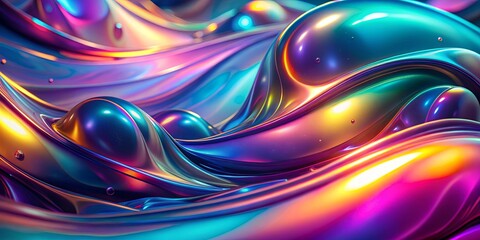 Vibrant holographic neon fluid background perfect for futuristic designs and presentations