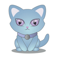 Cute gray cat with big eyes. Vector