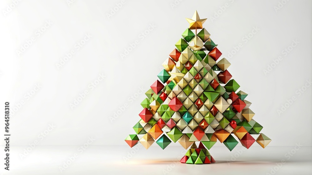 Wall mural Abstract Christmas tree made of geometric shapes on a white background