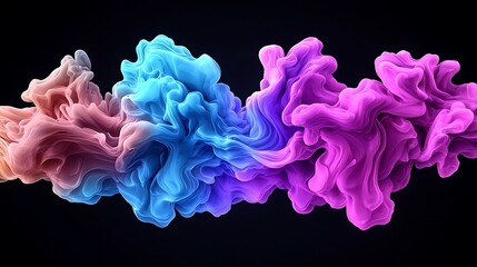 Obraz premium Clouds of colorful smoke billow against a black background, mysterious and mesmerizing.