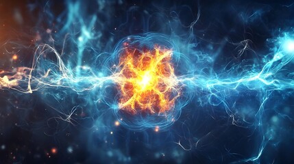 Atomic Particles Breaking Apart in Nuclear Fission Reaction,Releasing Energy Waves