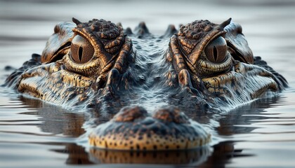 a crocodile with eyes on water
