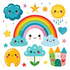 set of cute rainbow collection