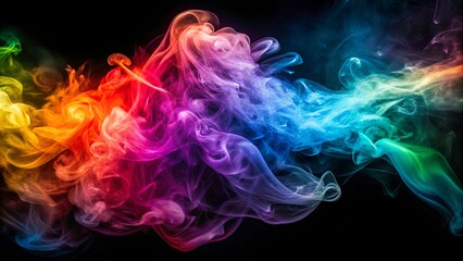 Obraz premium Colorful swirling smoke pattern on a dark background resembling ethereal clouds