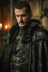 Obraz premium Enigmatic Actor Portraying Villainous Betrayals with Dramatic Narration