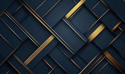 Luxurious Vector Illustration: Dark Blue Background with Golden Lines. Elegant Abstract Design with Symmetrical Composition and Diagonal Depth. High-Resolution Artwork for Premium Marketing, Seasonal 