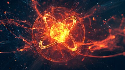 Obraz premium Intricate Process of Nuclear Fission Reaction Unleashing Atomic Energy