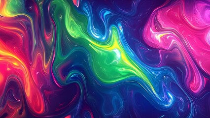 Fototapeta premium A vibrant abstract image with swirling neon colors and fluid patterns, blending bold hues to create a dynamic, energetic, and futuristic feel