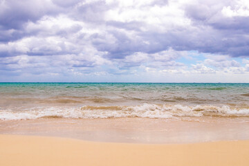 Tropical Caribbean beach clear turquoise water Playa del Carmen Mexico.