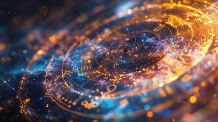 A vibrant cosmic swirl of stars and glowing elements, depicting the beauty of the universe and its mysterious patterns.