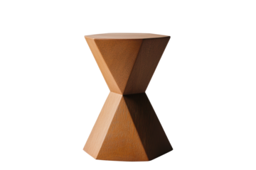 Geometric wooden stool with sharp angles and a modern design, suitable as a stylish accent piece for contemporary interiors. Isolated on transparent background, png.