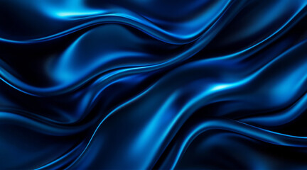Fototapeta premium A 3D abstract background featuring flowing waves of liquid glass in a vibrant shade of blue. The smooth, glossy texture evokes a sense of fluidity, movement, and depth. The image symbolizes elegance, 