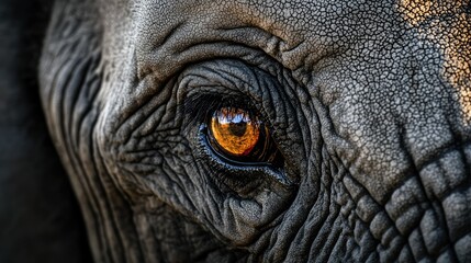 Fototapeta premium A close-up of an elephant eye in Kenya Amboseli National Park, showing the rough texture of its skin.