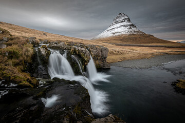 Kirkjufellsfoss in a moody day