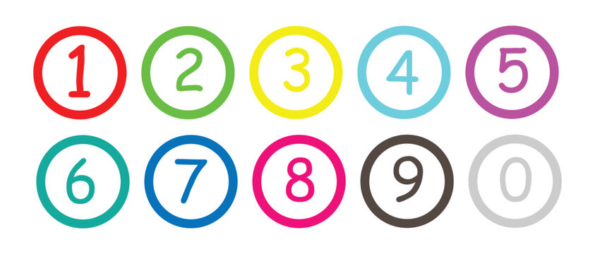 Simple circle with numbers 0 to 10 inside. Vector illustration on white background. Set of Round 1-9 Numbers Icon Vector.
