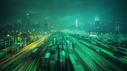Obraz premium Urban Silhouettes of World Logistics